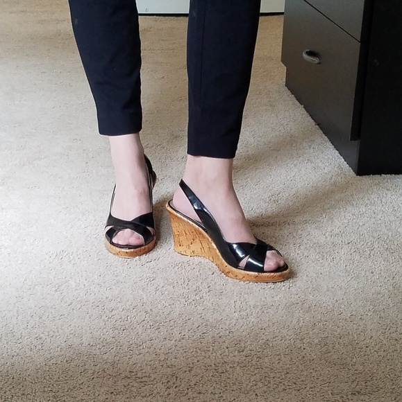 Rampage Black Patent Wedges - Picture 2 of 7